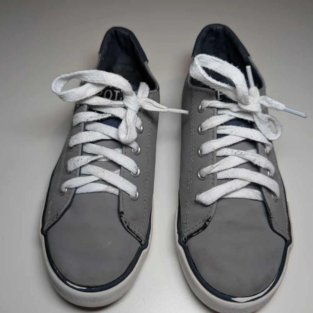 Polo by Ralph Lauren Gray and Navy Leather Sneakers